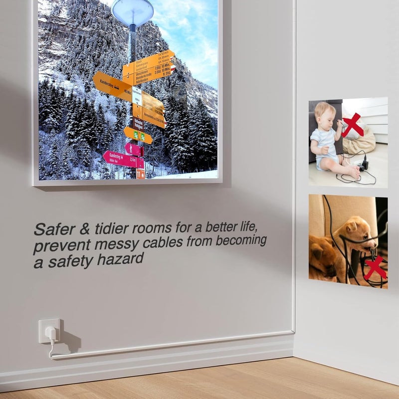 cuysfead 118”TV Cord Hider for Wall Mounted TV, Selfadhesive Wall Cable Hider for 1 Cord, Flexible Silicone White Cord Covers Wire Hiders for Cords on Wall,Babyproof Cable Concealer Raceway Management - Image 4